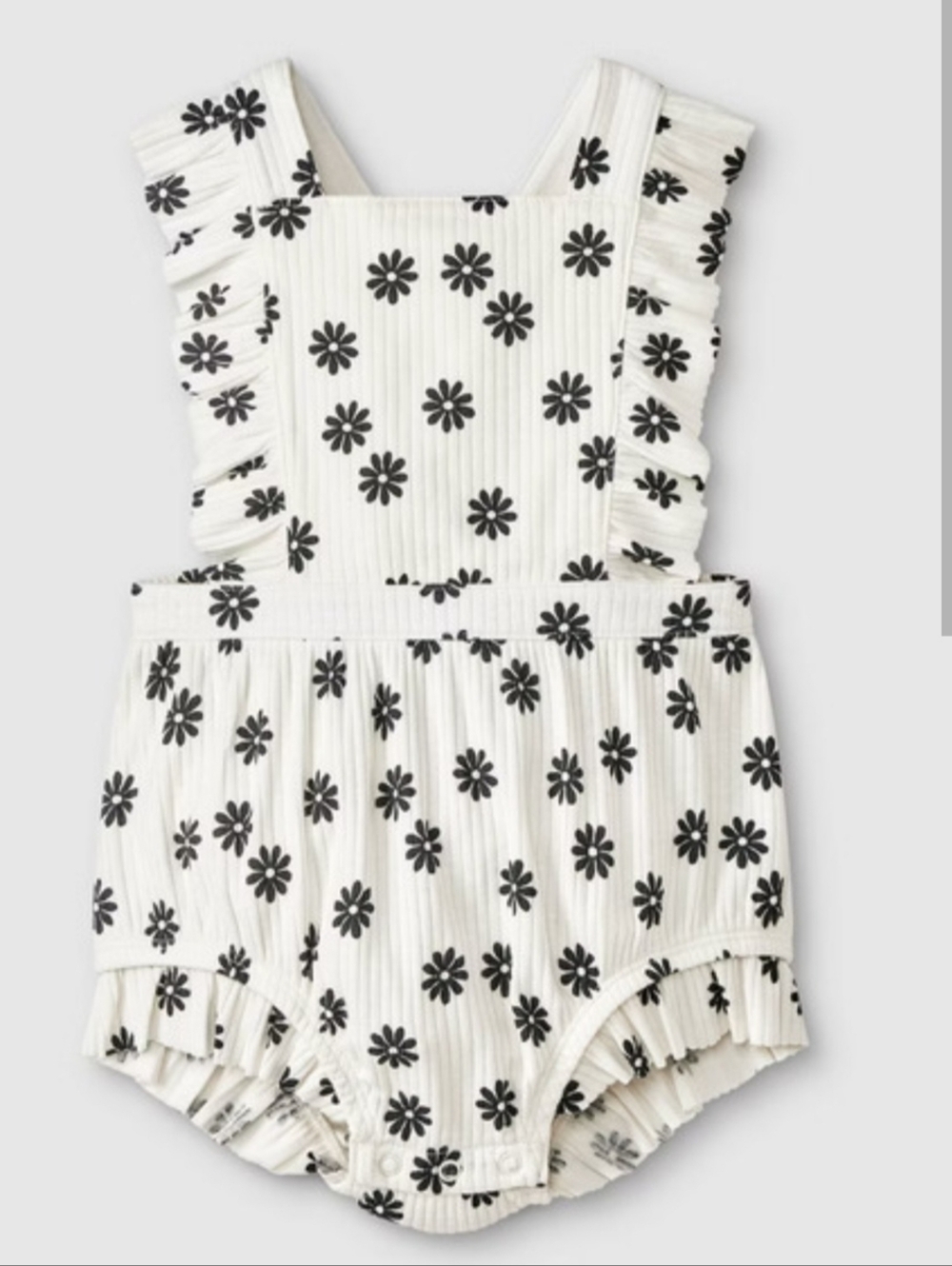 Cat & Jack Off-White Baby Romper with Black Daisy Pattern